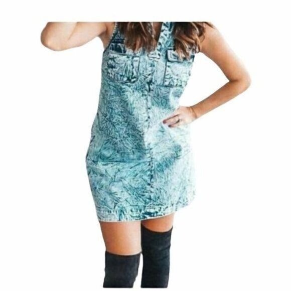 Who What Wear Acid Washed Denim Dress New - Picture 1 of 6